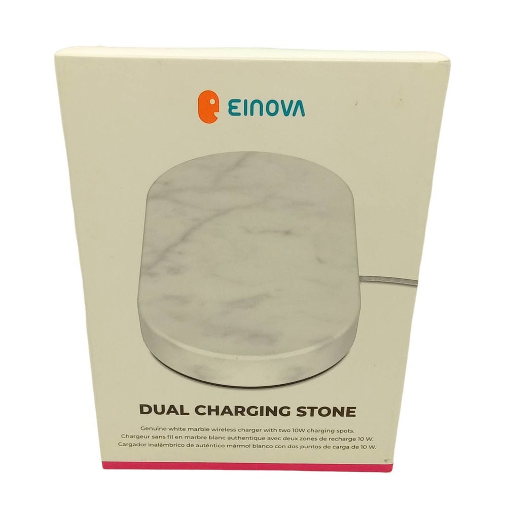 EINOVA 10W Qi Wireless Dual Charging Stone White Marble